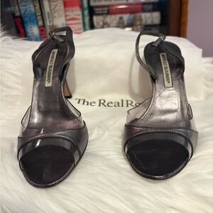 Manolo Blahnik Metallic Black Heels